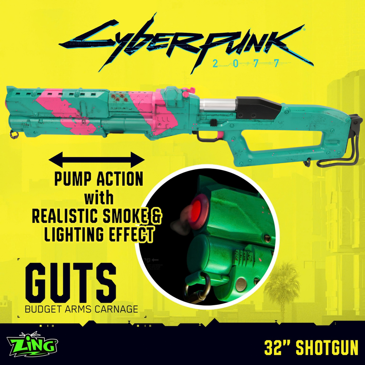 【預購 - 預計 2027 年初發貨】《Cyberpunk 2077》GUTS 1:1 實體比例散彈槍模型 – 32 吋道具模型（具備 Pump-Action 手動上膛、聲光特效、槍口煙霧與專屬展示架）